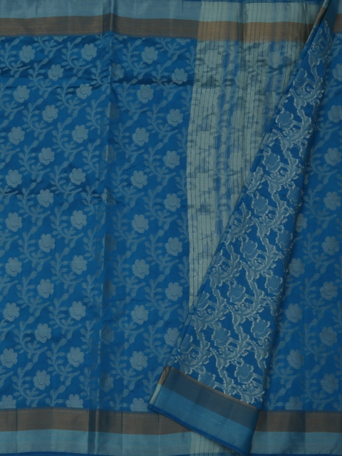 

Pothys Blue Woven Design Jute Silk Saree