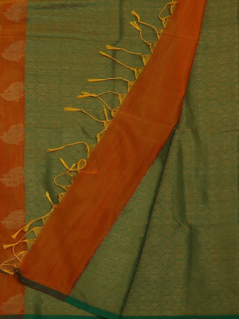 

Pothys Orange & Green Cotton Blend Woven Design Saree