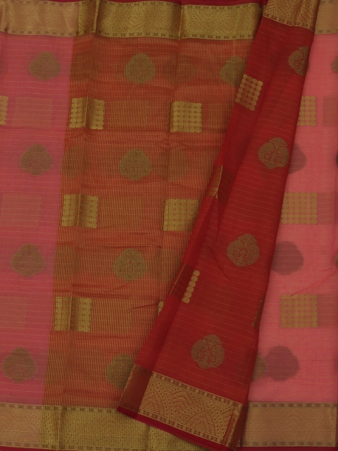 

Pothys Pink & Red Cotton Blend Woven Design Saree