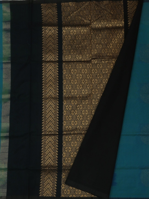 

Pothys Blue & Gold-Toned Silk Cotton Woven Design Saree