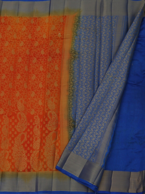 

Pothys Orange & Blue Jute Silk Woven Design Saree