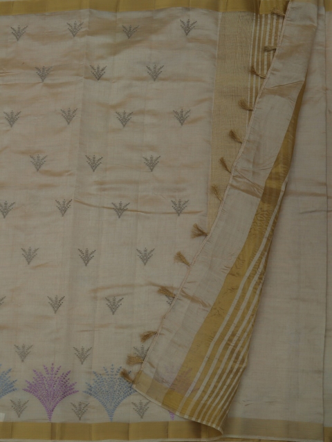 

Pothys Cream-Coloured Woven Design Jute Silk Saree