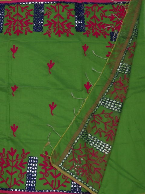 

Pothys Green & Pink Pure Cotton Embroidered Saree