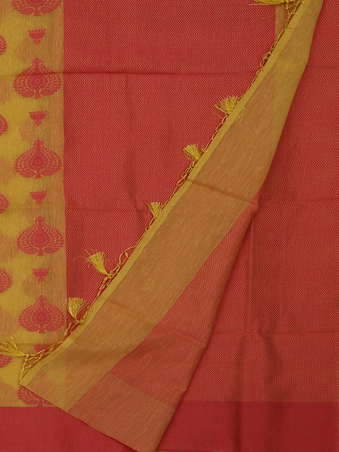 

Pothys Yellow & Red Linen Blend Woven Design Saree