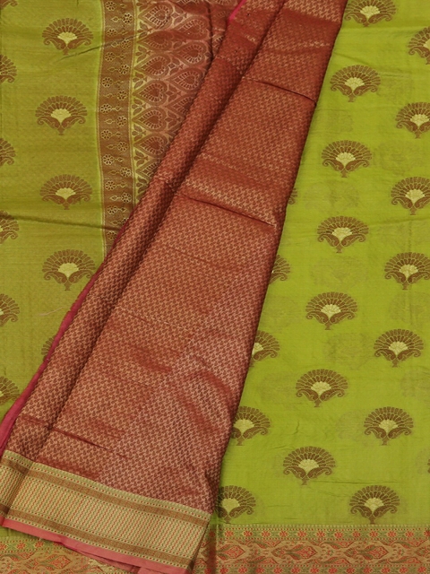 

Pothys Green & Pink Jute Silk Woven Design Saree