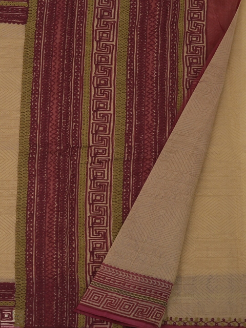 

Pothys Cream-Coloured & Brown Supernet Printed Saree