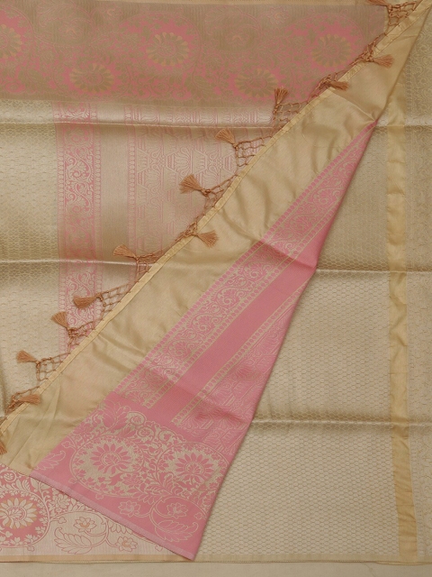 

Pothys Cream-Coloured & Pink Art Silk Woven Design Saree
