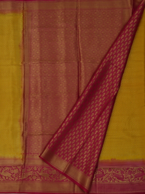 

Pothys Yellow & Maroon Jute Silk Woven Design Saree
