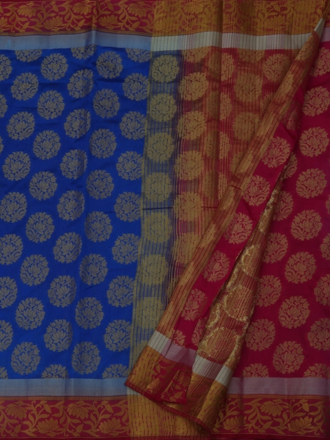 

Pothys Blue Woven Design Jute Silk Saree