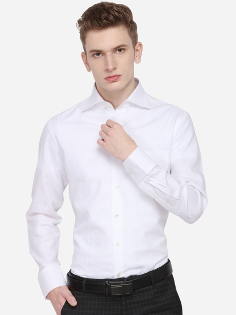 JADE BLUE Men White Regular Fit Solid Formal Shirt