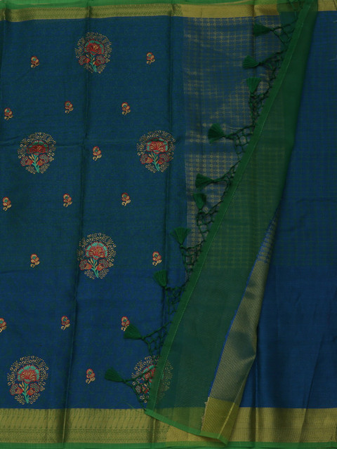 

Pothys Blue & Green Art Silk Embroidered Saree