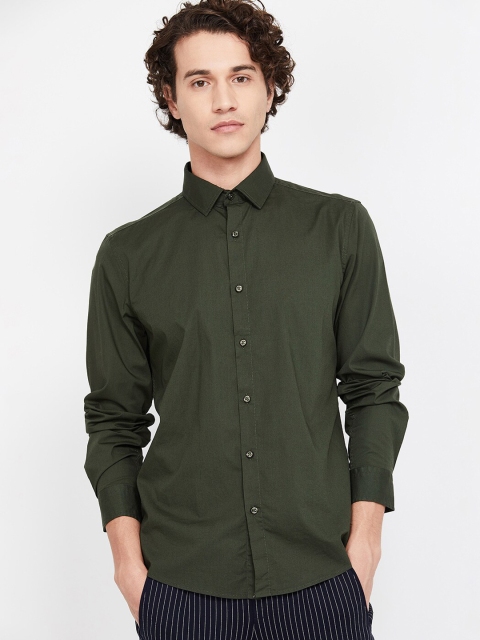 

Bossini Men Olive Green Slim Fit Solid Casual Shirt