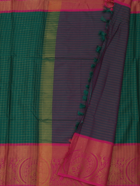 

Pothys Green Checked Jute Silk Saree