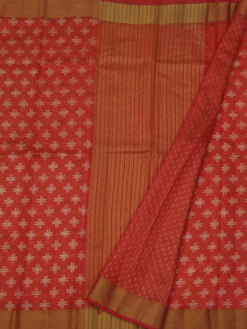 

Pothys Orange & Red Jute Silk Woven Design Saree