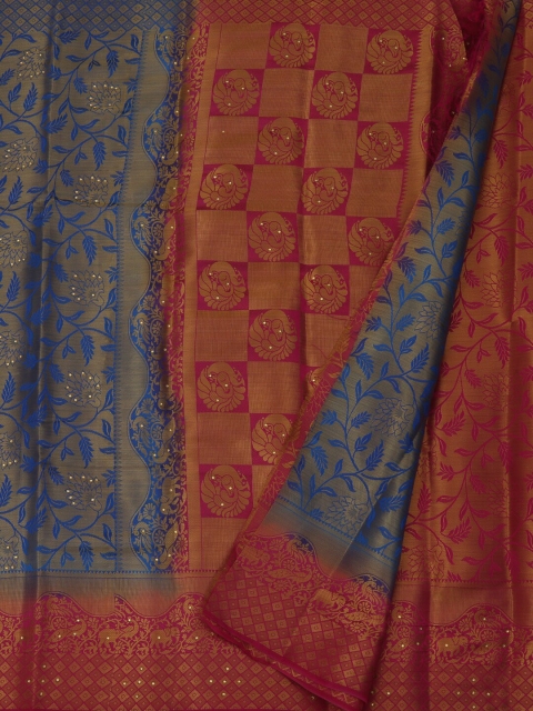 

Pothys Blue Woven Design Jute Silk Saree