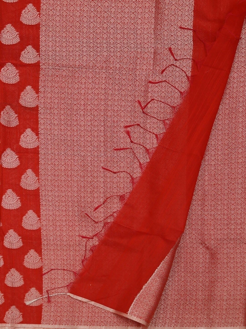 

Pothys Red & Silver-Coloured Cotton Blend Woven Design Saree