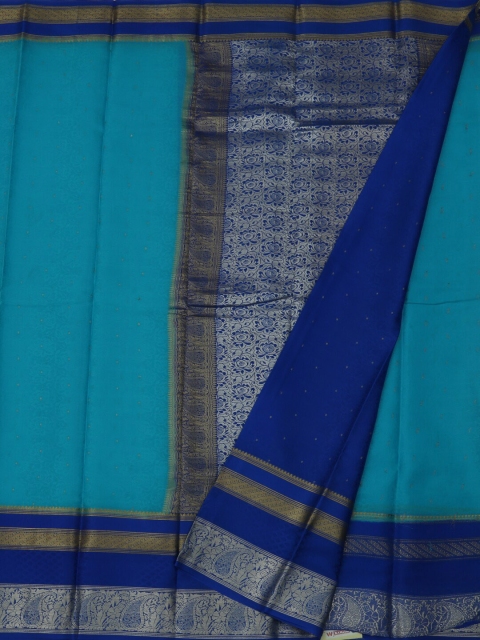 

Pothys Blue Solid Pure Crepe Saree