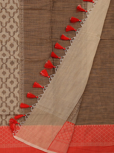 

Pothys Cream-Coloured Woven Design Supernet Saree