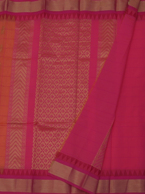

Pothys Peach-Coloured & Gold-Toned Silk Cotton Woven Design Saree