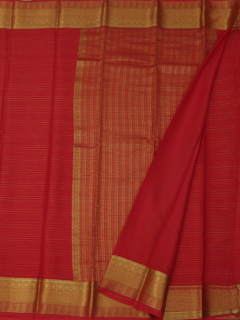 

Pothys Magenta & Gold-Toned Pure Crepe Woven Design Saree