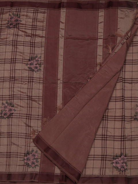 

Pothys Brown Printed Jute Silk Saree