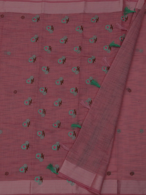 

Pothys Mauve Cotton Blend Embroidered Chanderi Saree