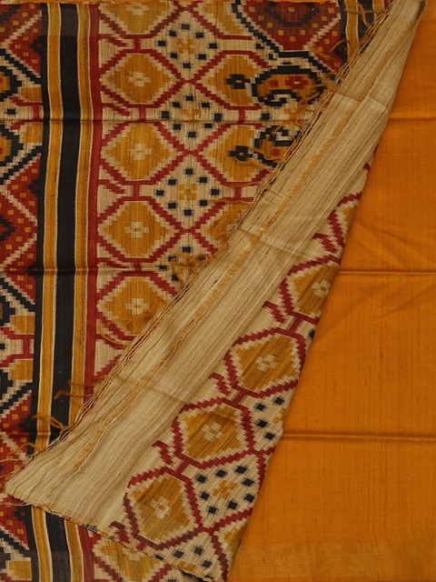 

Pothys Mustard Yellow Printed Jute Silk Saree