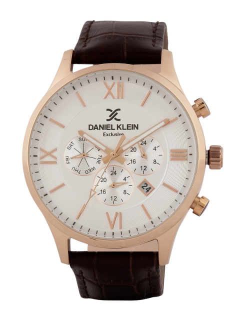

Daniel Klein Men Silver-Toned & Brown Analogue Watch