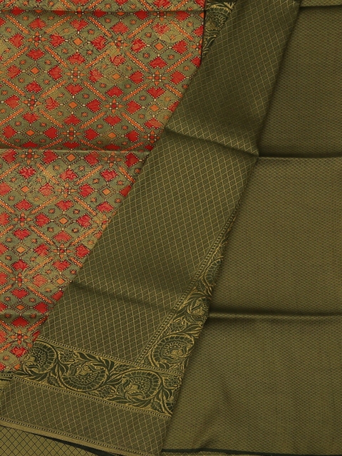 

Pothys Green & Red Art Silk Printed Saree