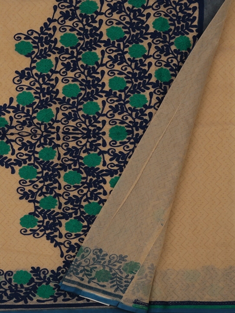 

Pothys Beige & Navy Blue Supernet Woven Design Saree