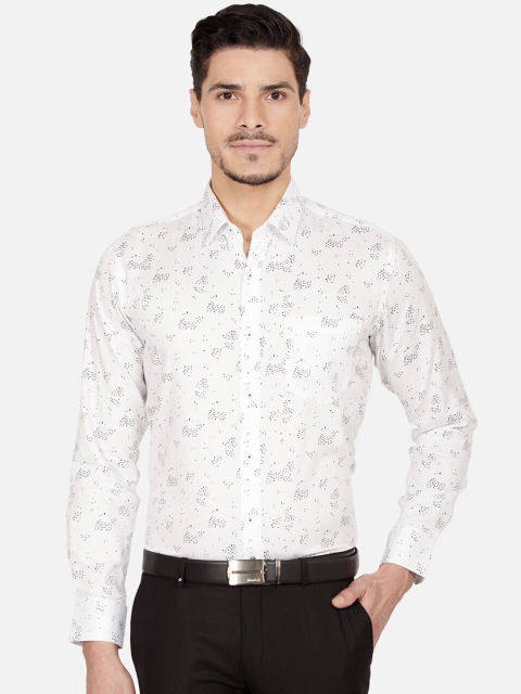 

Oxemberg Men White Slim Fit Printed Formal Shirt