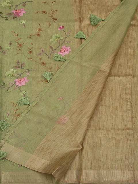 

Pothys Green Embroidered Art Silk Saree