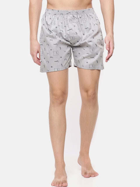 

Cross Court Men Grey & Black Printed Pure Cotton Boxers