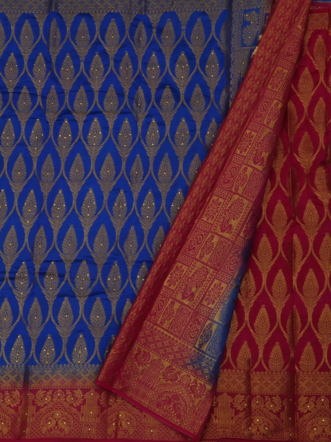 

Pothys Blue Woven Design Jute Silk Saree