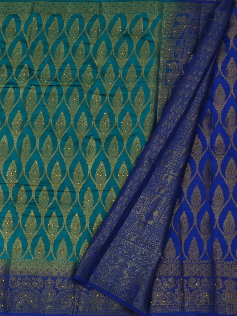 

Pothys Green & Gold-Coloured Jute Silk Woven Design Saree