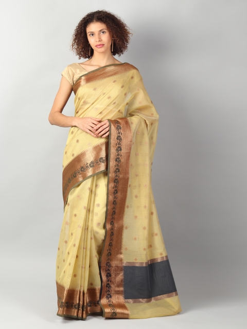 

EthnicRoom Yellow & Gold-Coloured Silk Cotton Woven Design Banarasi Saree