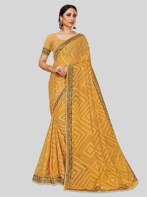

Pothys Mustard Yellow Printed Brasso Saree