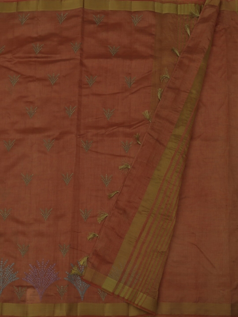 

Pothys Rust & Gold Jute Silk Embroidered Saree