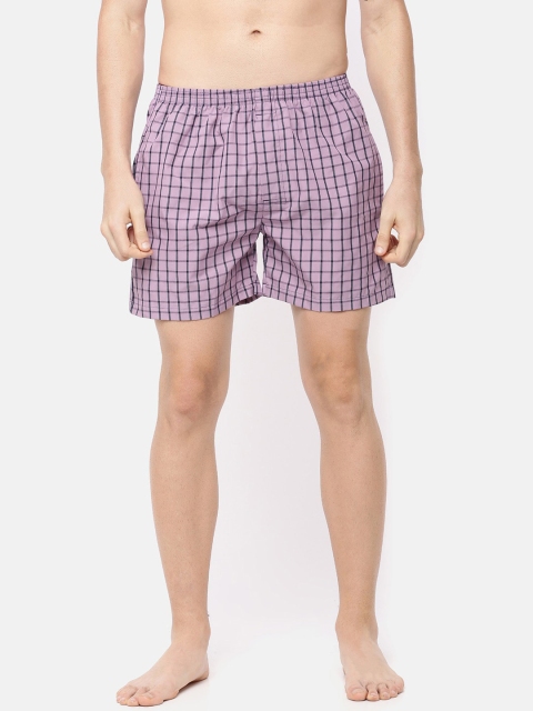 

Cross Court Men Purple & Black Checked Boxers
