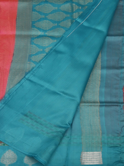 

Pothys Pink & Blue Jute Silk Woven Design Saree