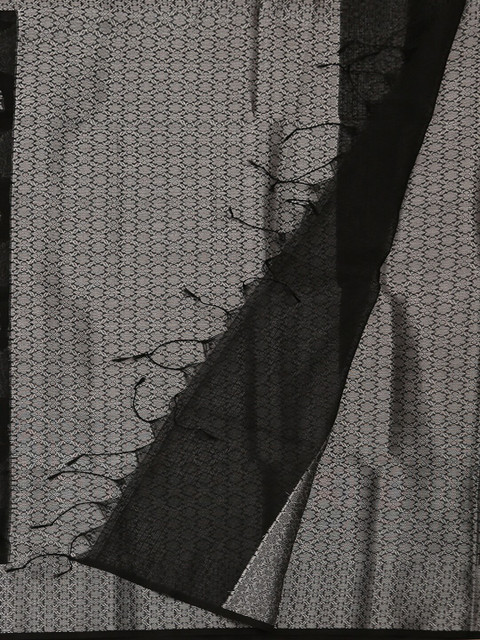 

Pothys Black & Grey Supernet Woven Design Saree