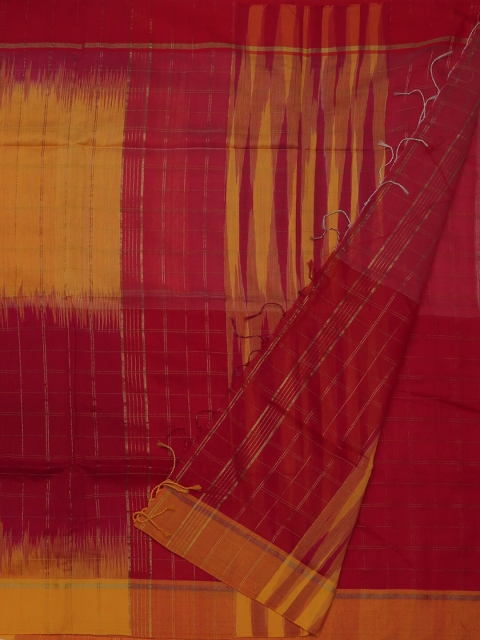 

Pothys Maroon & Yellow Pure Cotton Dyed Saree