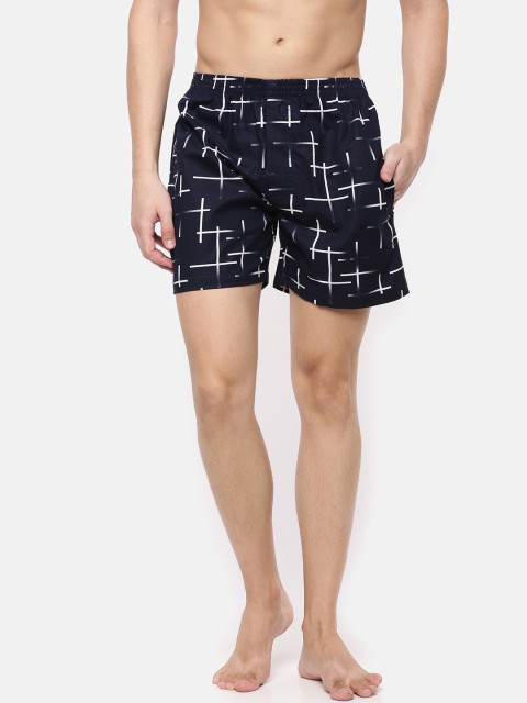 

Cross Court Men Navy-Blue & White Printed Pure Cotton Boxers