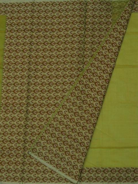 

Pothys Green & Brown Jute Cotton Checked Saree