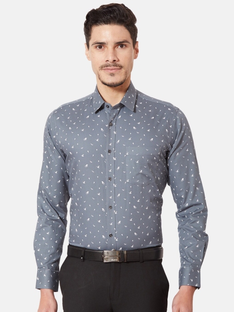

Oxemberg Men Grey Slim Fit Printed Formal Shirt