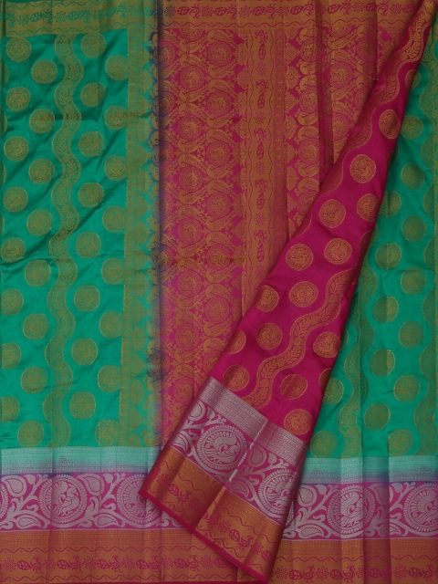 

Pothys Green & Pink Jute Silk Woven Design Saree