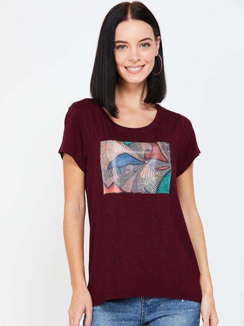 

Fame Forever by Lifestyle Women Burgundy Printed Top