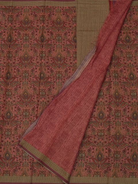 

Pothys Pink Printed Jute Silk Saree