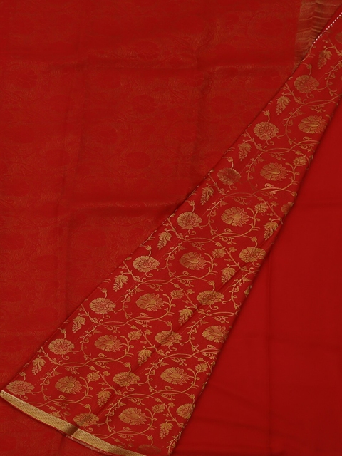 

Pothys Red Woven Design Pure Georgette Saree