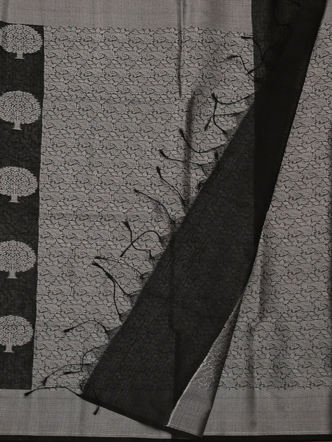 

Pothys Black & White Supernet Woven Design Saree